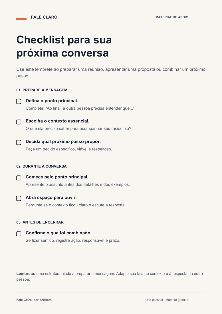 Prévia do checklist para sua próxima conversa